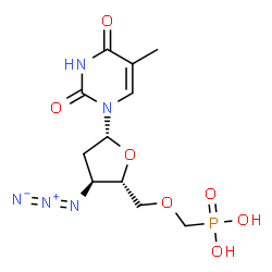 ChemSpider 2D Image | 3'-Azido-3'-deoxy-5'-O-(phosphonomethyl)thymidine | C11H16N5O7P
