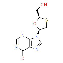 ChemSpider 2D Image | 9-[(2R,5S)-2-(Hydroxymethyl)-1,3-oxathiolan-5-yl]-3,9-dihydro-6H-purin-6-one | C9H10N4O3S