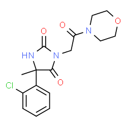 ChemSpider 2D Image | 5-(2-Chlorophenyl)-5-methyl-3-[2-(4-morpholinyl)-2-oxoethyl]-2,4-imidazolidinedione | C16H18ClN3O4