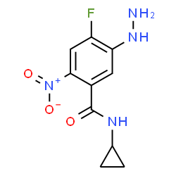 ChemSpider 2D Image | N-Cyclopropyl-4-fluoro-5-hydrazino-2-nitrobenzamide | C10H11FN4O3