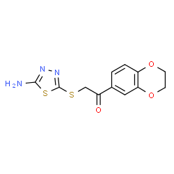 ChemSpider 2D Image | 2-[(5-Amino-1,3,4-thiadiazol-2-yl)sulfanyl]-1-(2,3-dihydro-1,4-benzodioxin-6-yl)ethanone | C12H11N3O3S2