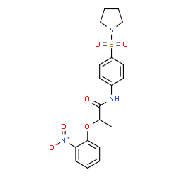 ChemSpider 2D Image | 2-(2-Nitrophenoxy)-N-[4-(1-pyrrolidinylsulfonyl)phenyl]propanamide | C19H21N3O6S