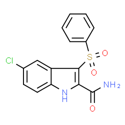 ChemSpider 2D Image | 3-benzenesulfonyl-5-chloroindole-2-carboxamide | C15H11ClN2O3S