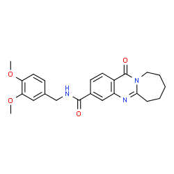 ChemSpider 2D Image | N-(3,4-Dimethoxybenzyl)-12-oxo-6,7,8,9,10,12-hexahydroazepino[2,1-b]quinazoline-3-carboxamide | C23H25N3O4