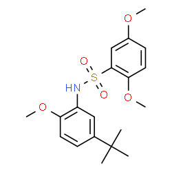 ChemSpider 2D Image | 2,5-Dimethoxy-N-[2-methoxy-5-(2-methyl-2-propanyl)phenyl]benzenesulfonamide | C19H25NO5S