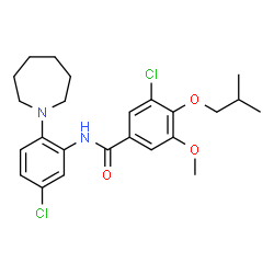 ChemSpider 2D Image | N-[2-(1-Azepanyl)-5-chlorophenyl]-3-chloro-4-isobutoxy-5-methoxybenzamide | C24H30Cl2N2O3