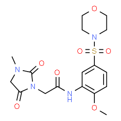 ChemSpider 2D Image | N-[2-Methoxy-5-(4-morpholinylsulfonyl)phenyl]-2-(3-methyl-2,5-dioxo-1-imidazolidinyl)acetamide | C17H22N4O7S