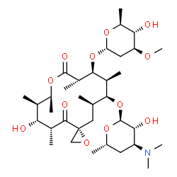 ChemSpider 2D Image | (3R,5R,6R,7R,8S,11S,12S,13S,14S,15R)-12-[(2,6-Dideoxy-3-O-methyl-alpha-L-arabino-hexopyranosyl)oxy]-6-hydroxy-5,7,8,11,13,15-hexamethyl-4,10-dioxo-1,9-dioxaspiro[2.13]hexadec-14-yl 3,4,6-trideoxy-3-(d
imethylamino)-alpha-L-arabino-hexopyranoside | C35H61NO12