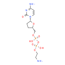 ChemSpider 2D Image | 2-Aminoethyl [(2S,5R)-5-(4-amino-2-oxo-1(2H)-pyrimidinyl)tetrahydro-2-furanyl]methyl dihydrogen diphosphate | C11H20N4O9P2