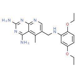 ChemSpider 2D Image | 6-{[(2,5-Diethoxyphenyl)amino]methyl}-5-methylpyrido[2,3-d]pyrimidine-2,4-diamine | C19H24N6O2