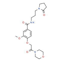 ChemSpider 2D Image | 3-Methoxy-4-[2-(4-morpholinyl)-2-oxoethoxy]-N-[3-(2-oxo-1-pyrrolidinyl)propyl]benzamide | C21H29N3O6