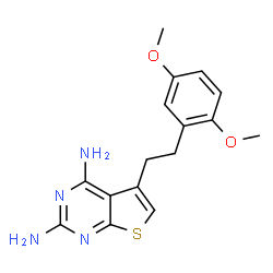 ChemSpider 2D Image | 5-[2-(2,5-Dimethoxyphenyl)ethyl]thieno[2,3-d]pyrimidine-2,4-diamine | C16H18N4O2S