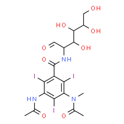 ChemSpider 2D Image | 2-({3-Acetamido-5-[acetyl(methyl)amino]-2,4,6-triiodobenzoyl}amino)-2-deoxyhexose | C18H22I3N3O8