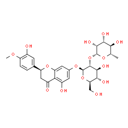 ChemSpider 2D Image | (2S)-5-Hydroxy-2-(3-hydroxy-4-methoxyphenyl)-4-oxo-3,4-dihydro-2H-chromen-7-yl 2-O-(6-deoxy-beta-L-mannopyranosyl)-beta-D-glucopyranoside | C28H34O15