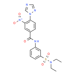 ChemSpider 2D Image | N-[3-(Diethylsulfamoyl)phenyl]-3-nitro-4-(1H-1,2,4-triazol-1-yl)benzamide | C19H20N6O5S