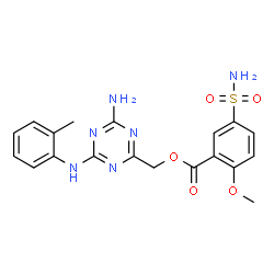 ChemSpider 2D Image | {4-Amino-6-[(2-methylphenyl)amino]-1,3,5-triazin-2-yl}methyl 2-methoxy-5-sulfamoylbenzoate | C19H20N6O5S
