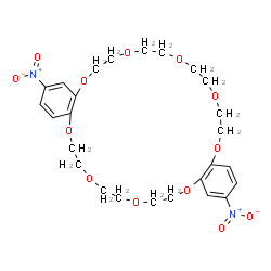 ChemSpider 2D Image | 2,19-Dinitro-6,7,9,10,12,13,15,16,23,24,26,27,29,30-tetradecahydrodibenzo[b,n][1,4,7,10,13,16,19,22,25]nonaoxacycloheptacosine | C26H34N2O13