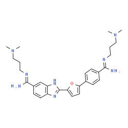 ChemSpider 2D Image | N'-[3-(Dimethylamino)propyl]-2-[5-(4-{N'-[3-(dimethylamino)propyl]carbamimidoyl}phenyl)-2-furyl]-1H-benzimidazole-6-carboximidamide | C29H38N8O