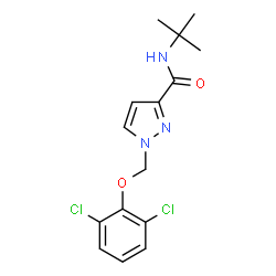 ChemSpider 2D Image | 1-[(2,6-Dichlorophenoxy)methyl]-N-(2-methyl-2-propanyl)-1H-pyrazole-3-carboxamide | C15H17Cl2N3O2