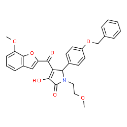 ChemSpider 2D Image | 5-[4-(Benzyloxy)phenyl]-3-hydroxy-4-[(7-methoxy-1-benzofuran-2-yl)carbonyl]-1-(2-methoxyethyl)-1,5-dihydro-2H-pyrrol-2-one | C30H27NO7