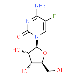 ChemSpider 2D Image | 4-Amino-5-fluoro-1-(beta-L-ribofuranosyl)-2(1H)-pyrimidinone | C9H12FN3O5