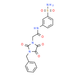 ChemSpider 2D Image | 2-(3-Benzyl-2,4,5-trioxo-1-imidazolidinyl)-N-(3-sulfamoylphenyl)acetamide | C18H16N4O6S