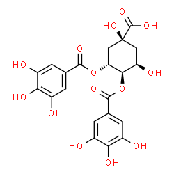 ChemSpider 2D Image | (1S,3R,4R,5R)-1,3-Dihydroxy-4,5-bis[(3,4,5-trihydroxybenzoyl)oxy]cyclohexanecarboxylic acid | C21H20O14