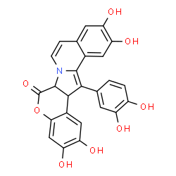 ChemSpider 2D Image | 14-(3,4-Dihydroxyphenyl)-2,3,11,12-tetrahydroxy-6a,14a-dihydro-6H-chromeno(4',3':4,5)pyrrolo(2,1-a)isoquinolin-6-one | C25H17NO8