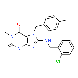 ChemSpider 2D Image | 8-[(2-Chlorobenzyl)amino]-1,3-dimethyl-7-(4-methylbenzyl)-3,7-dihydro-1H-purine-2,6-dione | C22H22ClN5O2