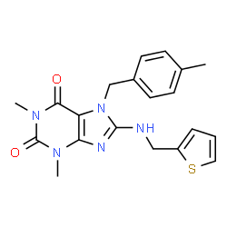 ChemSpider 2D Image | 1,3-Dimethyl-7-(4-methylbenzyl)-8-[(2-thienylmethyl)amino]-3,7-dihydro-1H-purine-2,6-dione | C20H21N5O2S