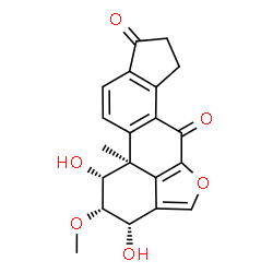 ChemSpider 2D Image | (1R,2R,3S,11bS)-1,3-Dihydroxy-2-methoxy-11b-methyl-1,2,3,7,8,11b-hexahydrocyclopenta[7,8]phenanthro[10,1-bc]furan-6,9-dione | C20H18O6