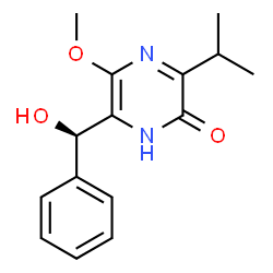 ChemSpider 2D Image | 6-[(R)-Hydroxy(phenyl)methyl]-3-isopropyl-5-methoxy-2(1H)-pyrazinone | C15H18N2O3