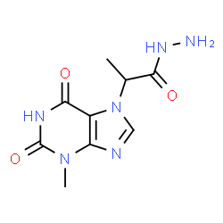 ChemSpider 2D Image | 2-(3-Methyl-2,6-dioxo-1,2,3,6-tetrahydro-7H-purin-7-yl)propanehydrazide | C9H12N6O3