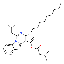 ChemSpider 2D Image | 5-Isobutyl-3-nonyl-3H-pyrrolo[2',3':4,5]pyrimido[1,6-a]benzimidazol-1-yl 3-methylbutanoate | C30H42N4O2