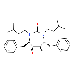 ChemSpider 2D Image | (4R,5S,6S,7R)-4,7-Dibenzyl-5,6-dihydroxy-1,3-bis(3-methylbutyl)-1,3-diazepan-2-one | C29H42N2O3