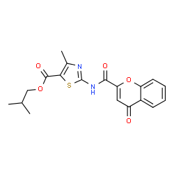 ChemSpider 2D Image | Isobutyl 4-methyl-2-{[(4-oxo-4H-chromen-2-yl)carbonyl]amino}-1,3-thiazole-5-carboxylate | C19H18N2O5S