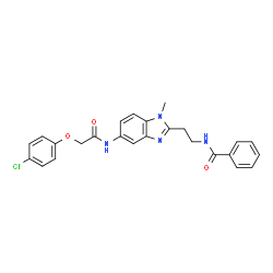 ChemSpider 2D Image | N-[2-(5-{[(4-Chlorophenoxy)acetyl]amino}-1-methyl-1H-benzimidazol-2-yl)ethyl]benzamide | C25H23ClN4O3