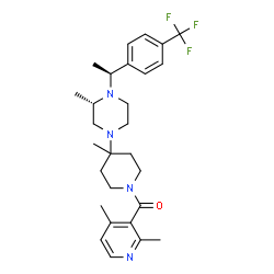 ChemSpider 2D Image | (2,4-Dimethyl-3-pyridinyl){4-methyl-4-[(3S)-3-methyl-4-{(1S)-1-[4-(trifluoromethyl)phenyl]ethyl}-1-piperazinyl]-1-piperidinyl}methanone | C28H37F3N4O