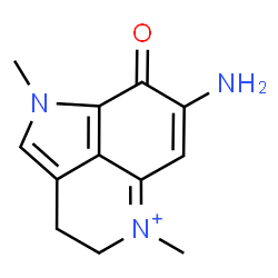 ChemSpider 2D Image | 7-Amino-1,5-dimethyl-8-oxo-1,3,4,8-tetrahydropyrrolo[4,3,2-de]quinolin-5-ium | C12H14N3O