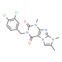 ChemSpider 2D Image | 3-(3,4-Dichloro-benzyl)-1,7,8-trimethyl-1H,8H-imidazo[2,1-f]purine-2,4-dione | C17H15Cl2N5O2