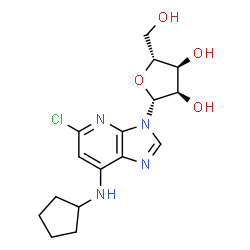ChemSpider 2D Image | 5-Chloro-N-cyclopentyl-3-(beta-D-ribofuranosyl)-3H-imidazo[4,5-b]pyridin-7-amine | C16H21ClN4O4