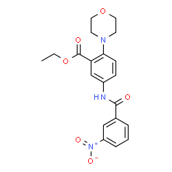 ChemSpider 2D Image | Ethyl 2-(4-morpholinyl)-5-[(3-nitrobenzoyl)amino]benzoate | C20H21N3O6