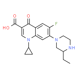 ChemSpider 2D Image | 1-Cyclopropyl-7-(3-ethyl-1-piperazinyl)-6-fluoro-4-oxo-1,4-dihydro-3-quinolinecarboxylic acid | C19H22FN3O3