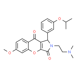 ChemSpider 2D Image | 2-[2-(Dimethylamino)ethyl]-1-(3-isopropoxyphenyl)-6-methoxy-1,2-dihydrochromeno[2,3-c]pyrrole-3,9-dione | C25H28N2O5