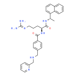 ChemSpider 2D Image | N-[(2S)-5-[(Diaminomethylene)amino]-1-{[(1S)-1-(1-naphthyl)ethyl]amino}-1-oxo-2-pentanyl]-4-{[(2-pyridinylmethyl)amino]methyl}benzamide | C32H37N7O2