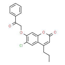 ChemSpider 2D Image | 6-Chloro-7-(2-oxo-2-phenylethoxy)-4-propyl-2H-chromen-2-one | C20H17ClO4