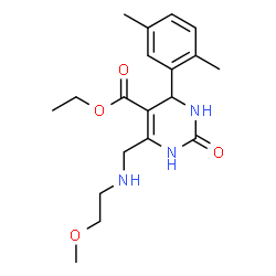 ChemSpider 2D Image | Ethyl 4-(2,5-dimethylphenyl)-6-{[(2-methoxyethyl)amino]methyl}-2-oxo-1,2,3,4-tetrahydro-5-pyrimidinecarboxylate | C19H27N3O4
