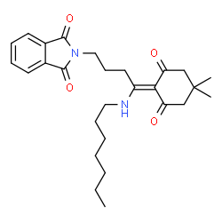 ChemSpider 2D Image | 2-[4-(4,4-Dimethyl-2,6-dioxocyclohexylidene)-4-(heptylamino)butyl]-1H-isoindole-1,3(2H)-dione | C27H36N2O4