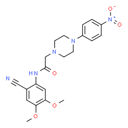 ChemSpider 2D Image | N-(2-Cyano-4,5-dimethoxyphenyl)-2-[4-(4-nitrophenyl)-1-piperazinyl]acetamide | C21H23N5O5