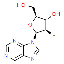 ChemSpider 2D Image | 9-(2-Deoxy-2-fluoro-beta-L-arabinofuranosyl)-9H-purine | C10H11FN4O3